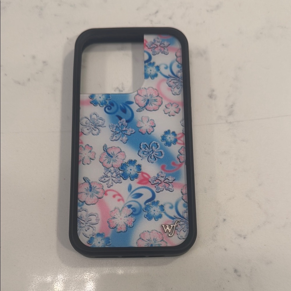 iPhone 15/15pro case wildflowers pink & blue floral